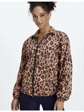 Fabletics Woman's Sz S Leopard Print Windbreaker Lightweight Jacket NWT